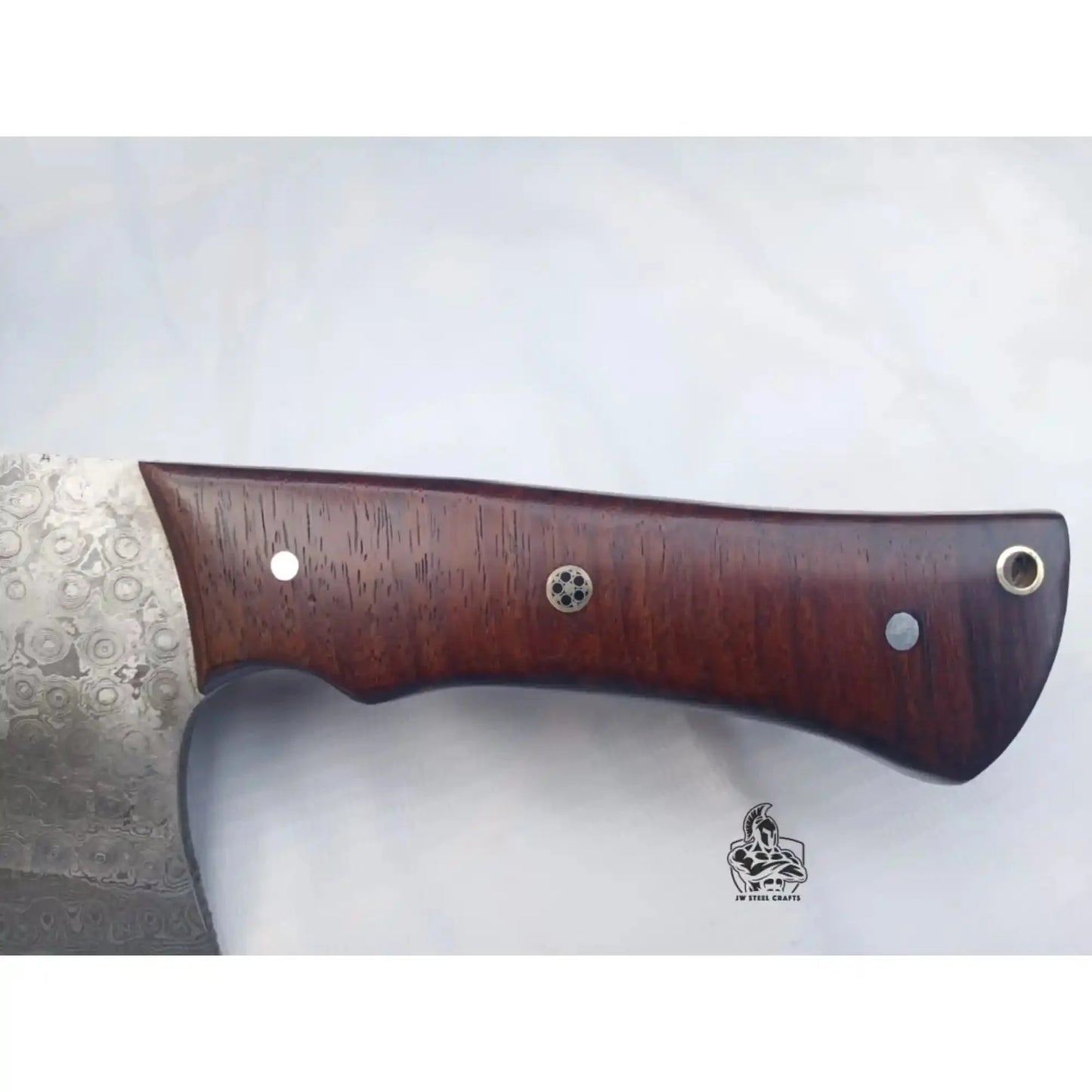 6-Inch blade Kitchen Knife Cleaver — Textured Damascus Blade with Rosewood Handle (11-Inch Overall, Hand-Forged)