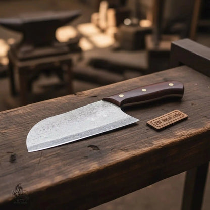 6-Inch blade Kitchen Knife Cleaver — Textured Damascus Blade with Rosewood Handle (11-Inch Overall, Hand-Forged)