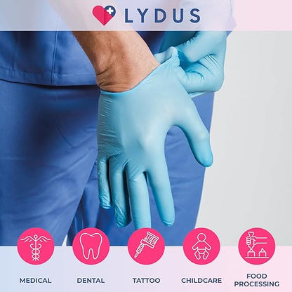 Lydus 5mil Blue Nitrile Examination Disposable Gloves (LBN5), case of 1000 (ASTM D6319, FDA 510k)
