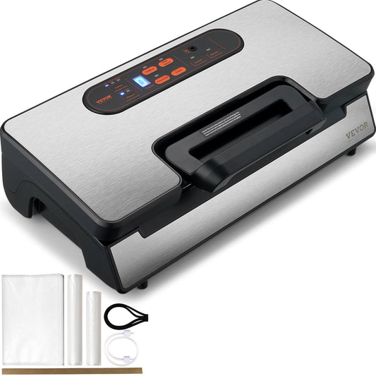 Vacuum Sealer Machine, 90Kpa 130W Powerful Dual Pump and Dual Sealing, Dry and Moist Food Storage, Automatic and Manual Air Sealing System with Built-in Cutter, with Seal Bag and External Hose